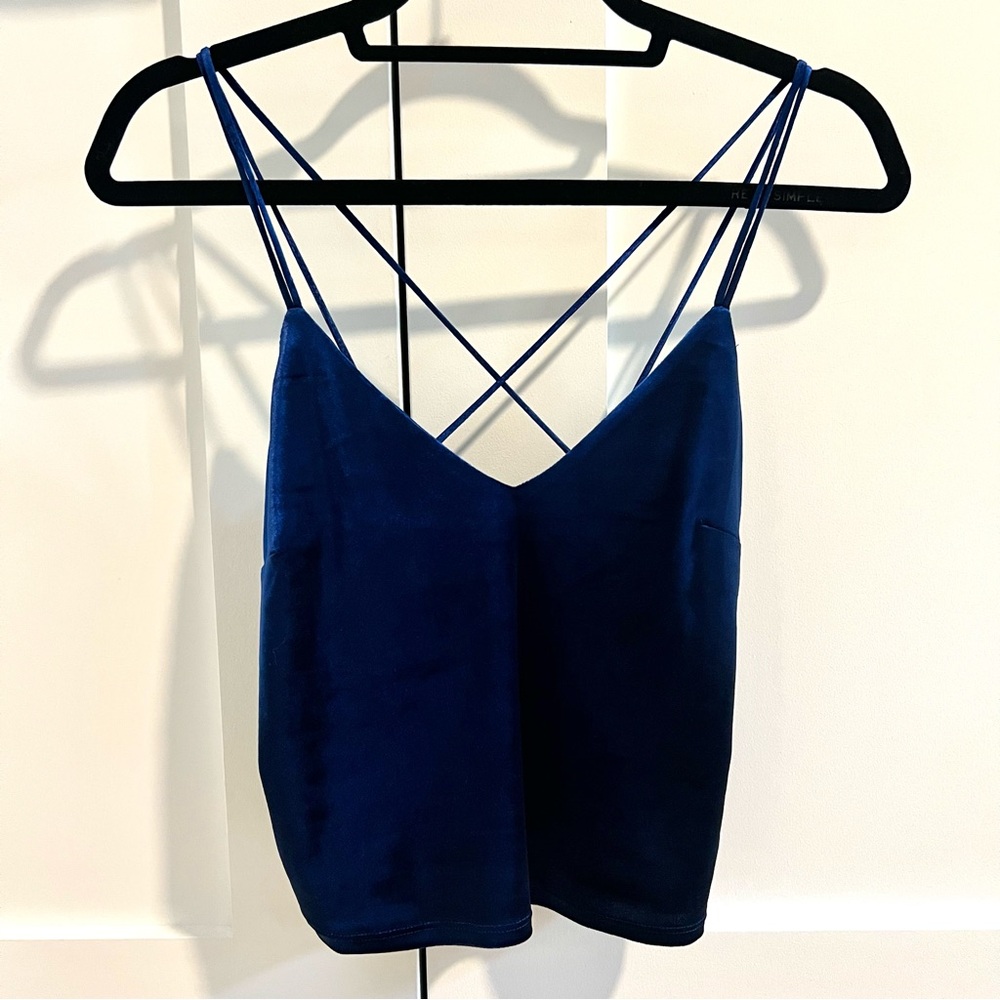 Bardot Blue Velour Tank